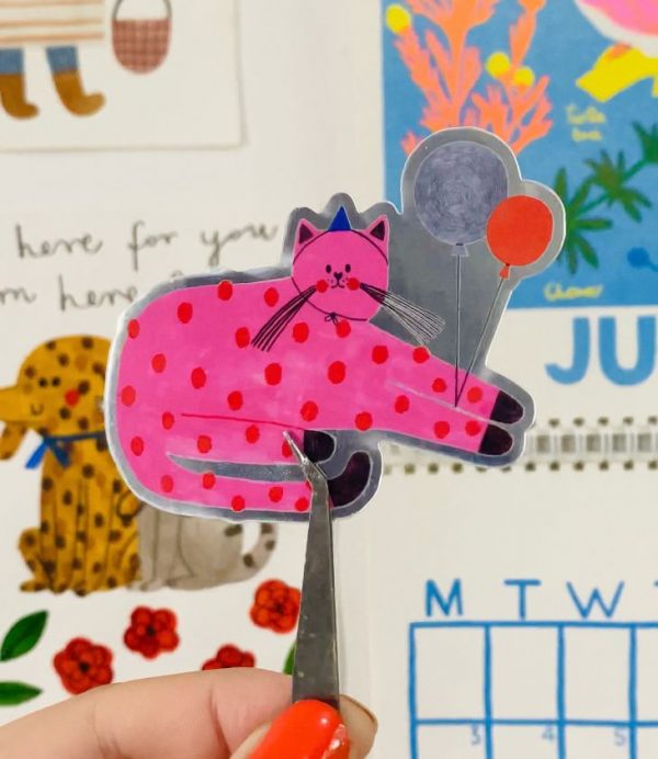 Sticker Pink Cat Espejo de Daria Solak