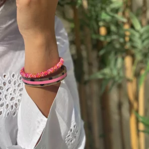 Alternative view of Pulsera Nepalí Tonos Rosas