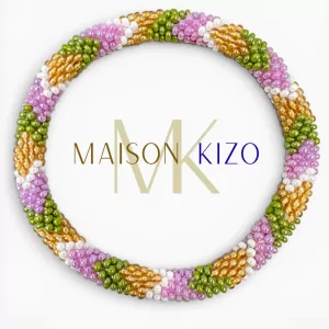 Pulsera Nepalí Verde rosa ambar