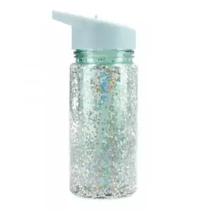 Botella con Pajita Glitter Stars Turquesa