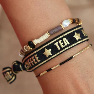 Alternative view of Brazalete Miyuki dorado y negro