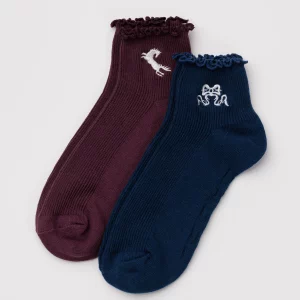 Set de 2 calcetines con volantes de Baggu - Mahogany & Navy Icons