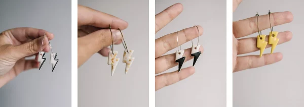 Pendientes de cerámica aros Rayos y centellas de Lady Selva - Imagen 4