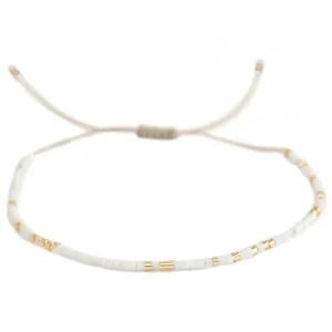 Pulsera de cuentas Miyuki Blanco y Dorado