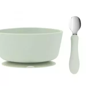 Bol Silicona con ventosa y cuchara de acero - varios colores -