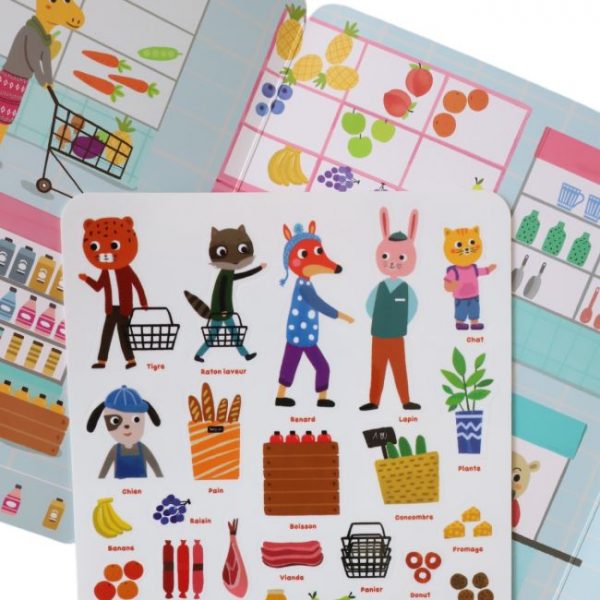 Libro de pegatinas reposicionables My Little Market de Mercredi et Patati - Imagen 2