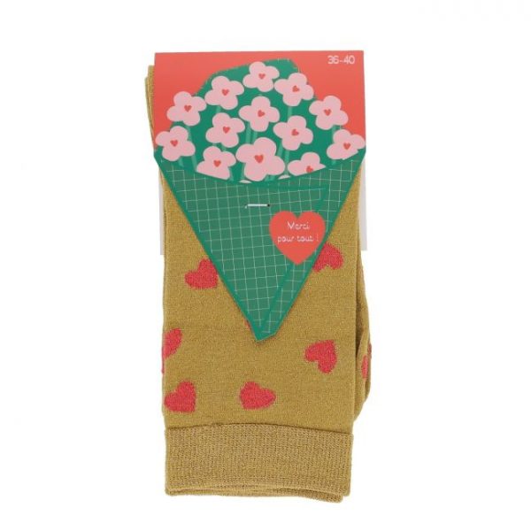Calcetines Dorados con corazones de Roudoudou