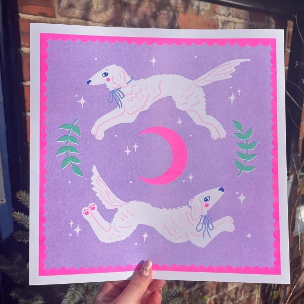 Print cuadrada Leaping Borzois 30 x 30 cm de Amy Hastings - Imagen 2