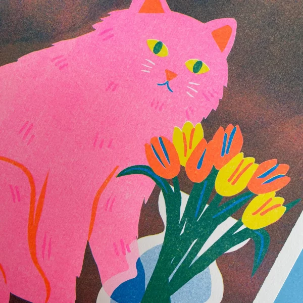 Print A4 Gato con flores de Naomi Wilkinson Illustration - Imagen 2