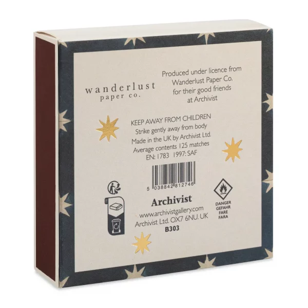 Caja de Cerillas Azulejos Estrella Navy de Wanderlust Paper Co - Imagen 4