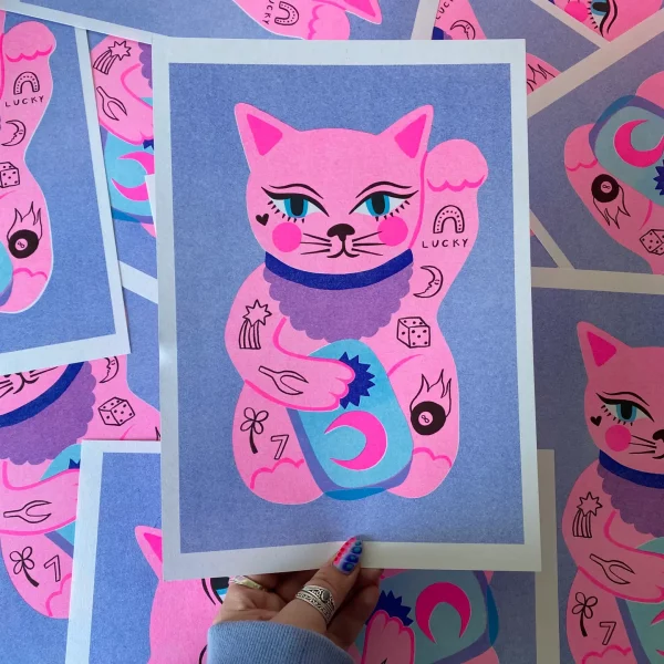 Print A4 Lucky Cat de Amy Hastings
