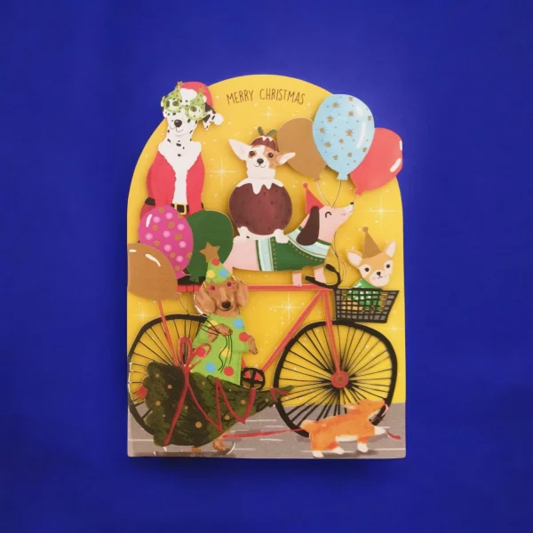 Postal Troquelada Navidad Perritos de Alljoy Design