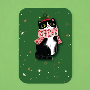 Postal con adorno de madera Gato de Alljoy Design