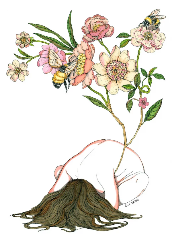 Print Abejas y Flores de Ana Jarén