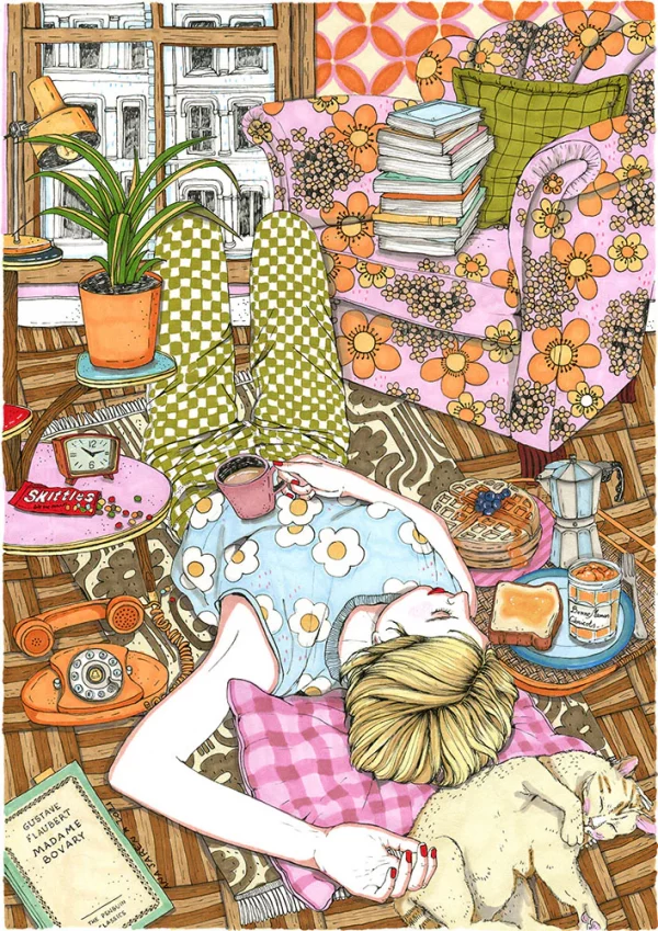 Print Siesta y Gato de Ana Jarén