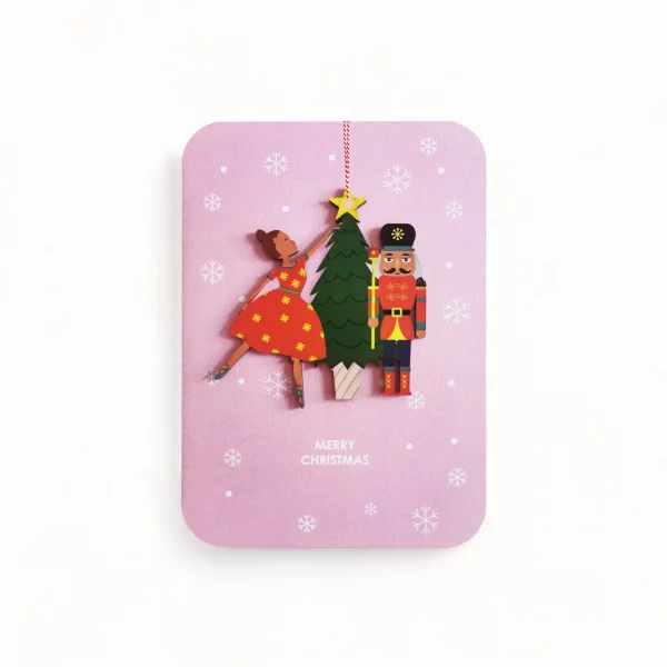 Postal con adorno Bailarina Cascanueces Navidad de Alljoy Design