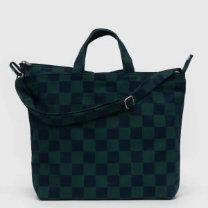Tote bag Horizontal Zip Duck Navy Green Check de Baggu