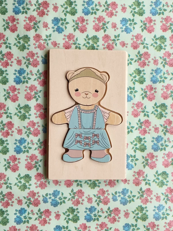 Puzzle de madera Teddy Dusty Pink de Konges Slojd - Imagen 5