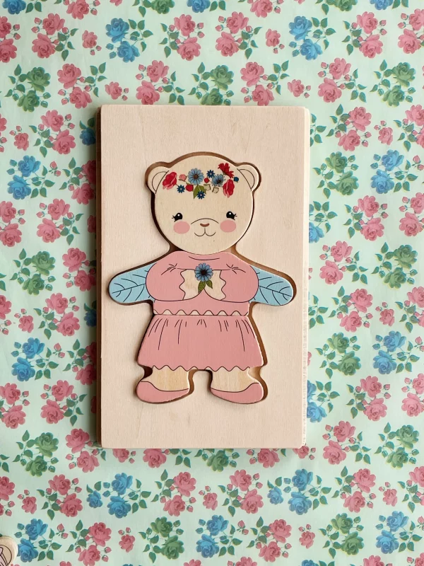 Puzzle de madera Teddy Dusty Pink de Konges Slojd - Imagen 6