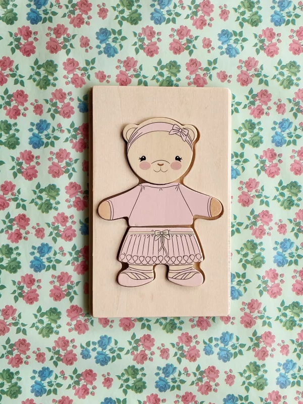 Puzzle de madera Teddy Dusty Pink de Konges Slojd - Imagen 4