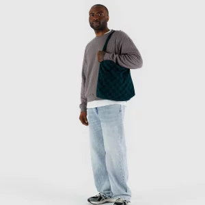 Alternative view of Tote bag Horizontal Zip Duck Navy Green Check de Baggu