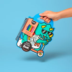 Libro para colorear con pegatinas Dino de Omy