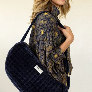 Alternative view of Bolso Bandolera de terciopelo Shanti Navy de Apaches