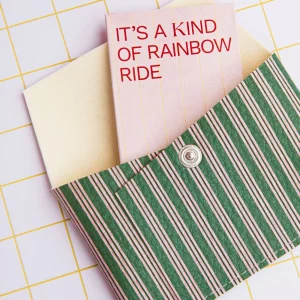 Alternative view of Tarjetero Rayas verde y rosa Ecke