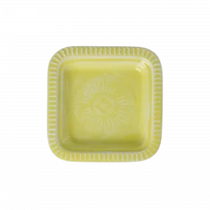 Bandejita cuadrada de metal amarilla de Rice