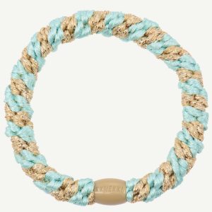 Goma del pelo Kknekki Peppermint beige glitter stripe