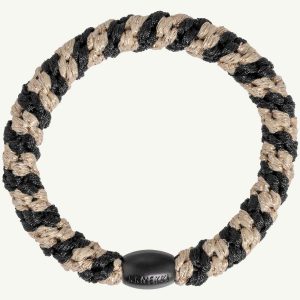 Goma del pelo Kknekki Black-beige glitter stripe