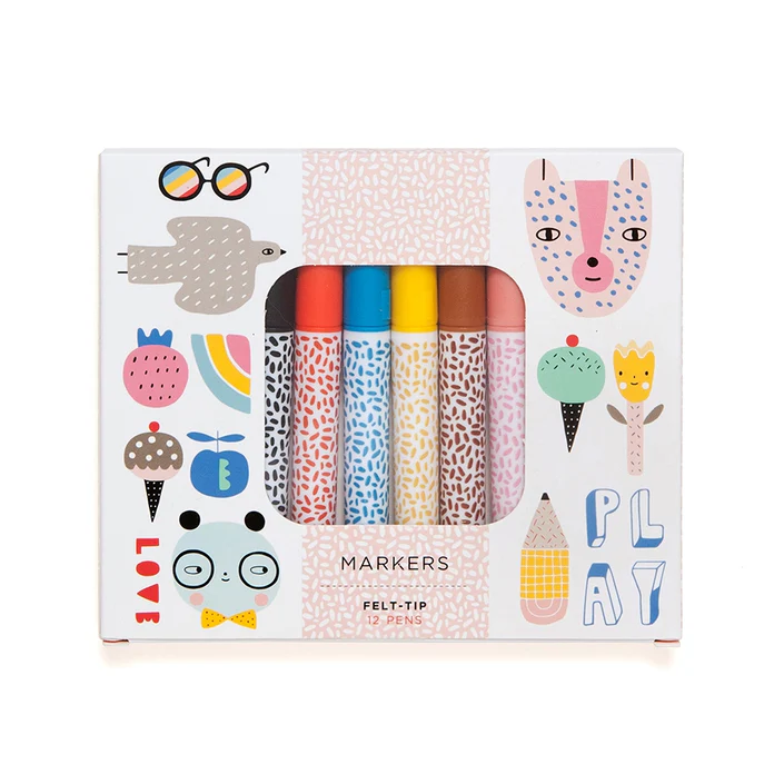 12 Rotuladores con punta de fieltro de Petit Monkey