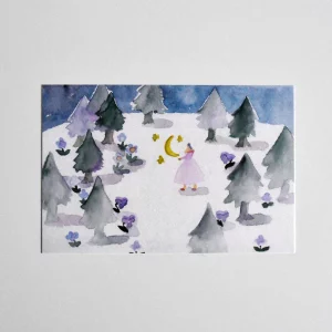 Postal Una niña que ve la luna de Kin.iro.hitode