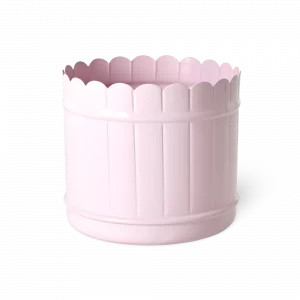 Maceta de metal con bordes festoneados Rosa de Rice