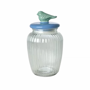 Tarro de vidrio grande Pájaro azul de Rice