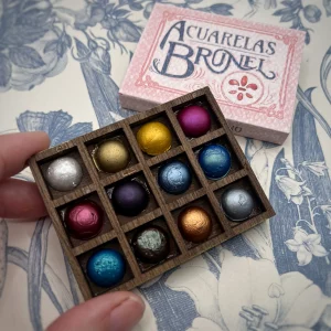 Paleta fosforera 12 colores metalizados otoñales de Acuarelas Brunel