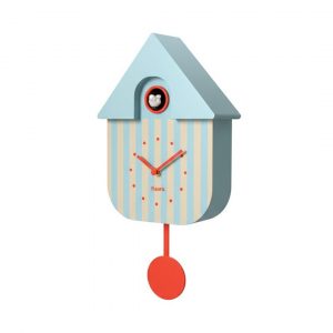 Alternative view of Reloj cuco Casita rayas azul y beige de Fisura