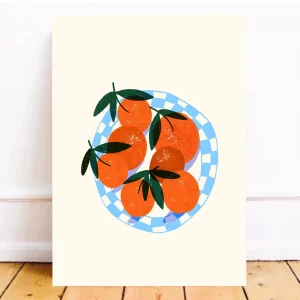 Print A4 Plato azul y naranjas de Carole Hillman