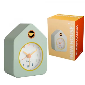 Reloj despertador casita mini verde menta de Fisura