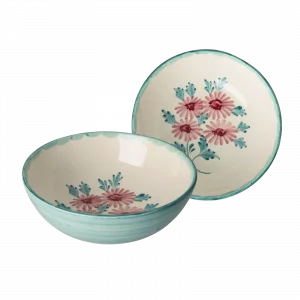 Bol cerámico grande Verde con flores de Rice