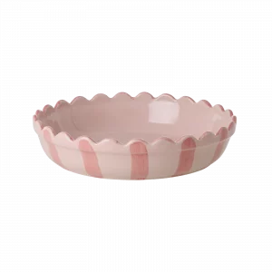 Fuente pequeña redonda de gres para tarta Pink stripes de Rice