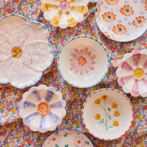 Alternative view of Plato de pastel cerámico Orange Flowers de Rice