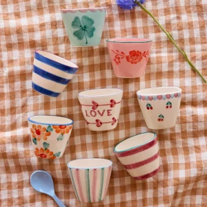 Alternative view of Vaso para expresso ovalado de cerámica Orange Flowers de Rice