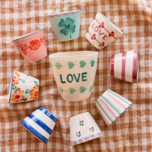 Alternative view of Vaso para expresso ovalado de cerámica Rosa Flower Wine de Rice