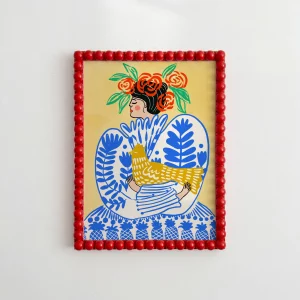 Alternative view of Print A4 Mujer folk con gallina de Carole Hillman