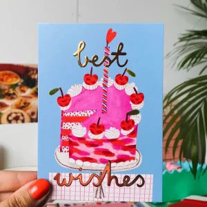 Alternative view of Postal Pink cake laminada dorada de Daria Solak