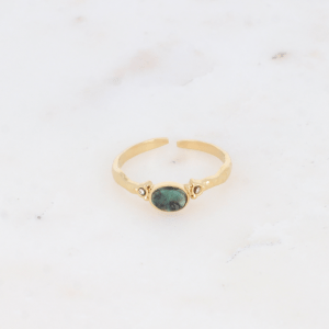 Anillo regulable de acero Fino con Turquesa africana