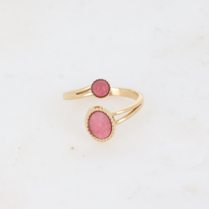 Anillo regulable de acero Doble con Rodonita