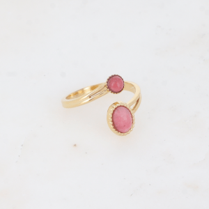 Alternative view of Anillo regulable de acero Doble con Rodonita