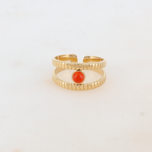 Anillo regulable de Dos filas con Cornalina